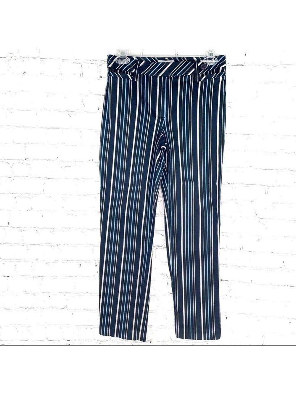 𝅺EUC-VNTG AT LOFT Stretch Striped Cropped Pants Sz2